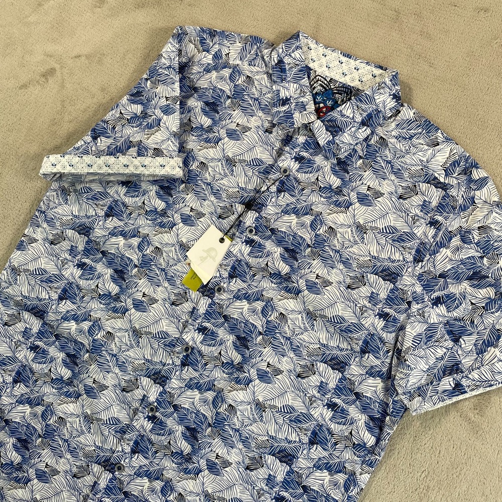 Robert Graham Cedar Grove Shirt Men Large Blue Floral Classic Fit NWT $198